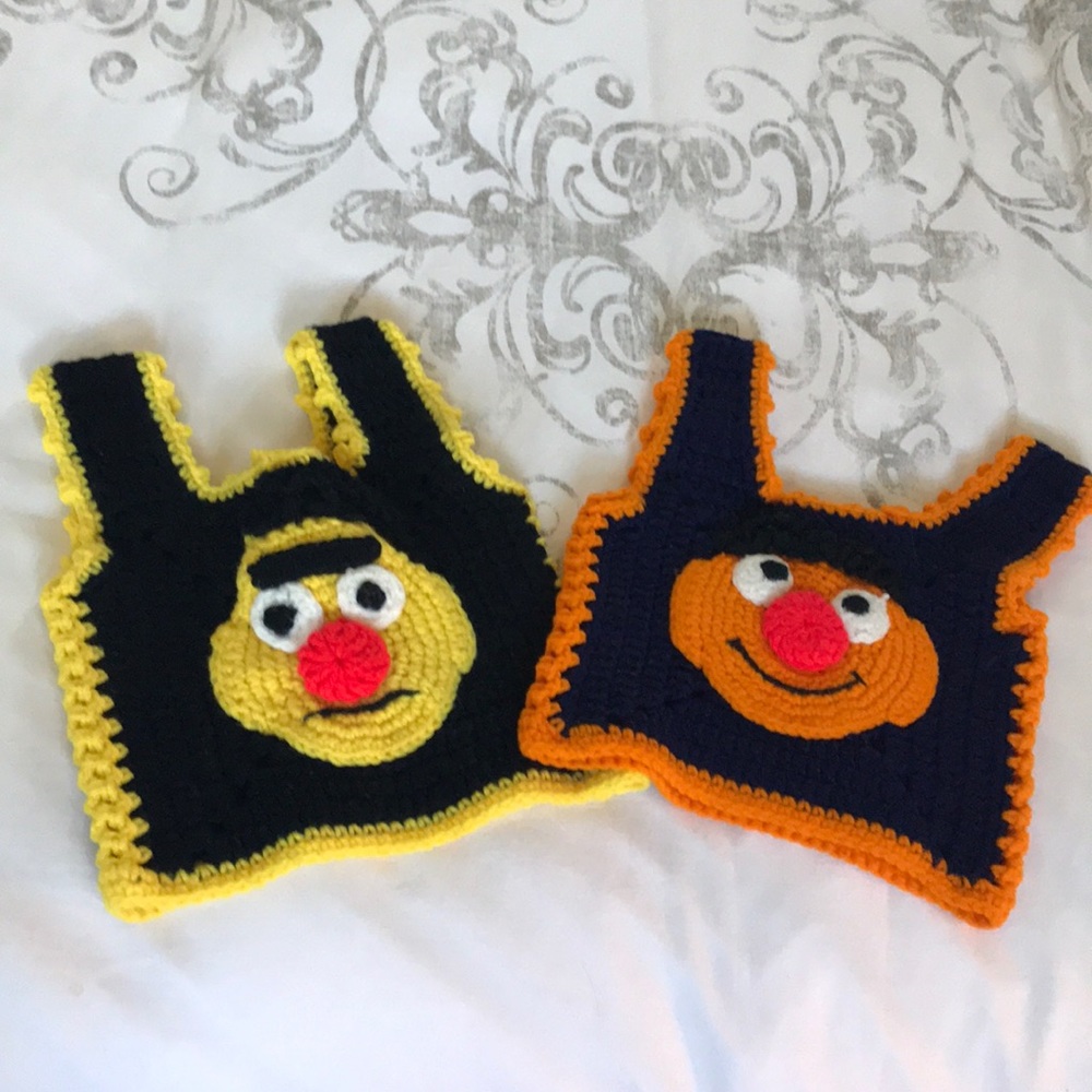 Set of two Sesame Street Bert&Ernie handmade vests